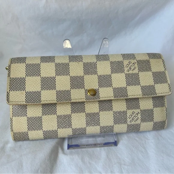 Auth Louis Vuitton Damier Azur Portefeuille Sarah long wallet in box - Picture 2 of 16